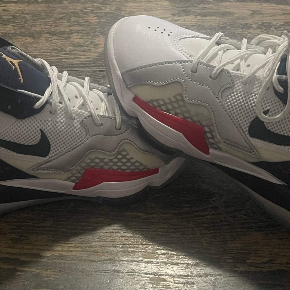 Jordan Zoom 92 White, Gray, and Red Sneakers